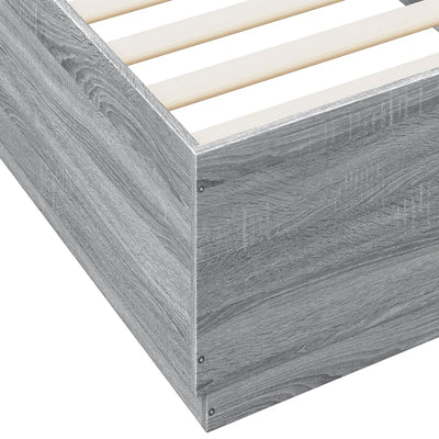 Sängynrunko LED-valoilla harmaa Sonoma 90x200 cm tekninen puu