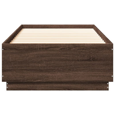 Sängynrunko LED-valoilla ruskea tammi 90x200 cm tekninen puu