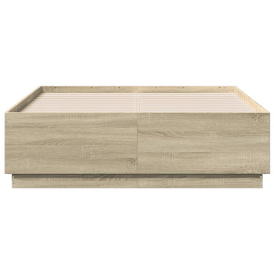 Sängynrunko LED-valoilla Sonoma-tammi 140x190 cm tekninen puu