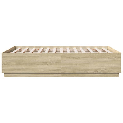Sängynrunko LED-valoilla Sonoma-tammi 140x190 cm tekninen puu
