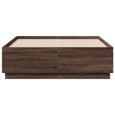 Sängynrunko LED-valoilla ruskea tammi 140x190 cm tekninen puu