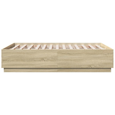 Sängynrunko LED-valoilla Sonoma-tammi 135x190 cm tekninen puu