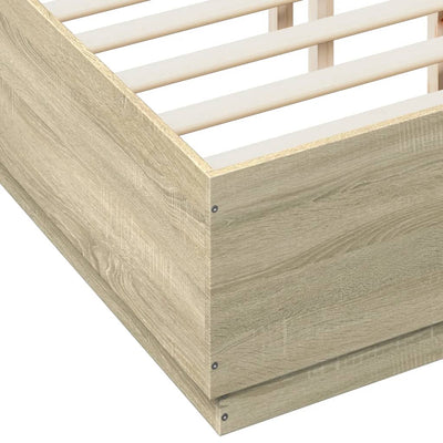 Sängynrunko LED-valoilla Sonoma-tammi 135x190 cm tekninen puu