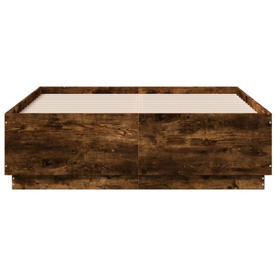 Sängynrunko LED-valoilla savutammi 135x190 cm tekninen puu