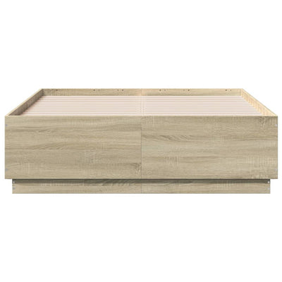 Sängynrunko LED-valoilla Sonoma-tammi 120x190 cm tekninen puu