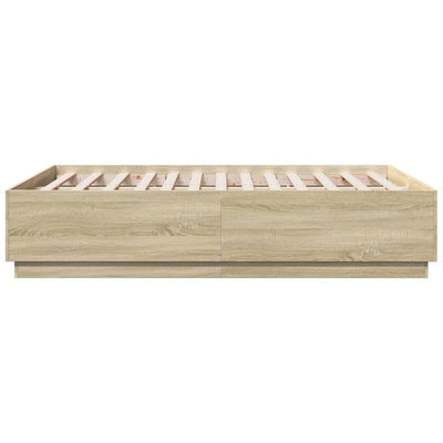 Sängynrunko LED-valoilla Sonoma-tammi 120x190 cm tekninen puu