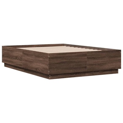 Sängynrunko LED-valoilla ruskea tammi 120x190 cm tekninen puu