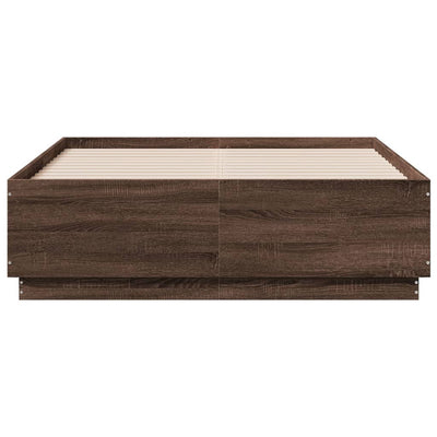 Sängynrunko LED-valoilla ruskea tammi 120x190 cm tekninen puu