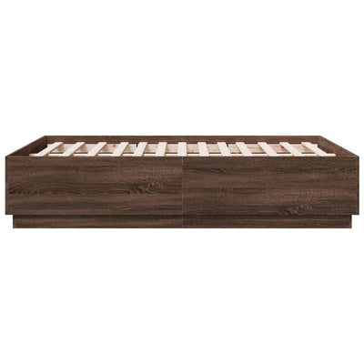 Sängynrunko LED-valoilla ruskea tammi 120x190 cm tekninen puu