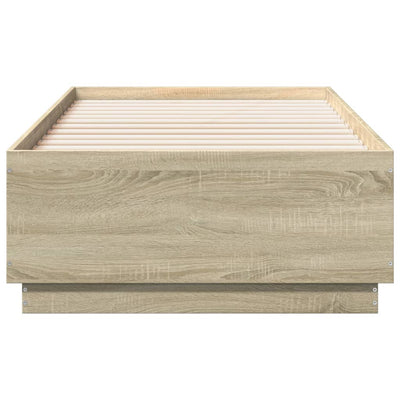 Sängynrunko LED-valoilla Sonoma-tammi 90x190 cm tekninen puu