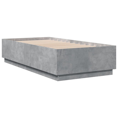 Sängynrunko LED-valoilla betoninharmaa 90x190 cm tekninen puu