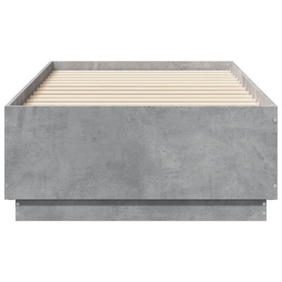 Sängynrunko LED-valoilla betoninharmaa 90x190 cm tekninen puu