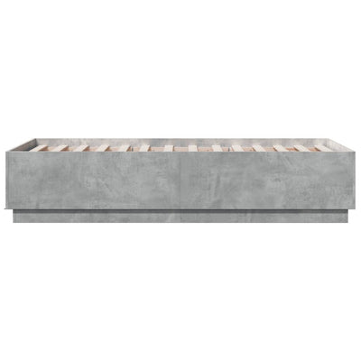 Sängynrunko LED-valoilla betoninharmaa 90x190 cm tekninen puu