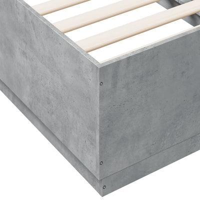 Sängynrunko LED-valoilla betoninharmaa 90x190 cm tekninen puu