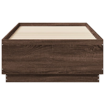 Sängynrunko LED-valoilla ruskea tammi 90x190 cm tekninen puu