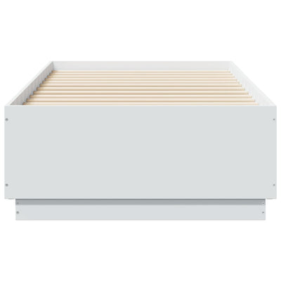 Sängynrunko LED-valoilla valkoinen 75x190 cm tekninen puu
