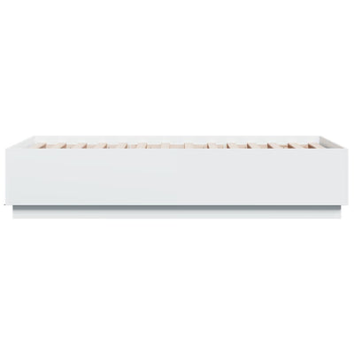 Sängynrunko LED-valoilla valkoinen 75x190 cm tekninen puu
