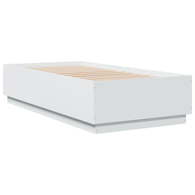 Sängynrunko LED-valoilla valkoinen 75x190 cm tekninen puu