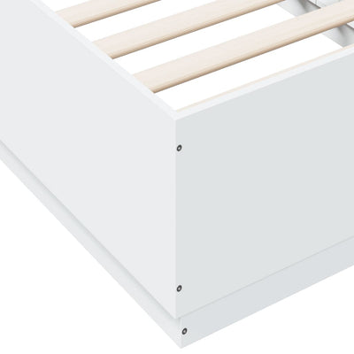 Sängynrunko LED-valoilla valkoinen 75x190 cm tekninen puu