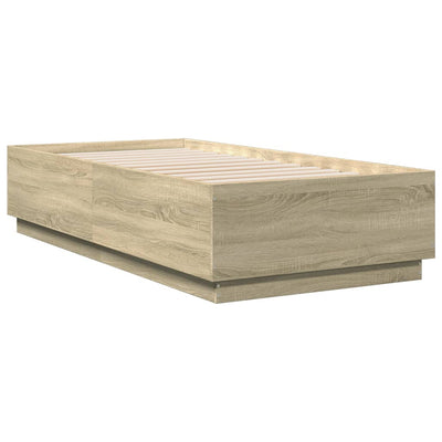 Sängynrunko LED-valoilla Sonoma-tammi 75x190 cm tekninen puu