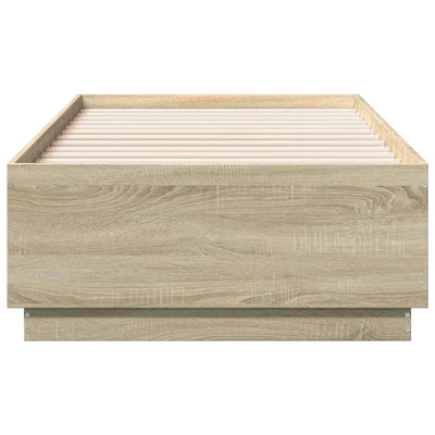 Sängynrunko LED-valoilla Sonoma-tammi 75x190 cm tekninen puu