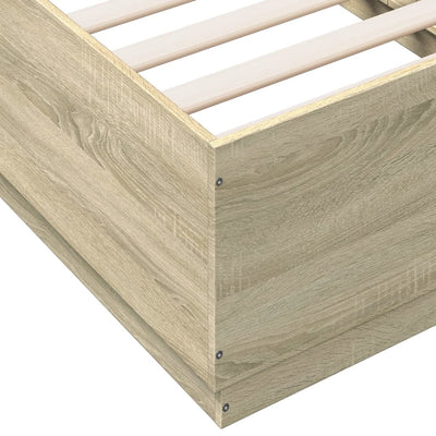 Sängynrunko LED-valoilla Sonoma-tammi 75x190 cm tekninen puu