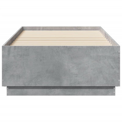 Sängynrunko LED-valoilla betoninharmaa 75x190 cm tekninen puu