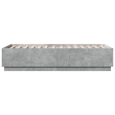Sängynrunko LED-valoilla betoninharmaa 75x190 cm tekninen puu