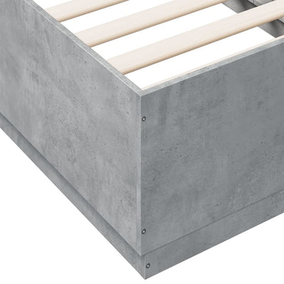 Sängynrunko LED-valoilla betoninharmaa 75x190 cm tekninen puu