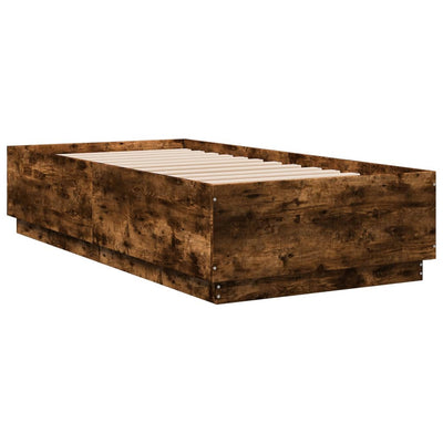Sängynrunko LED-valoilla savutammi 75x190 cm tekninen puu