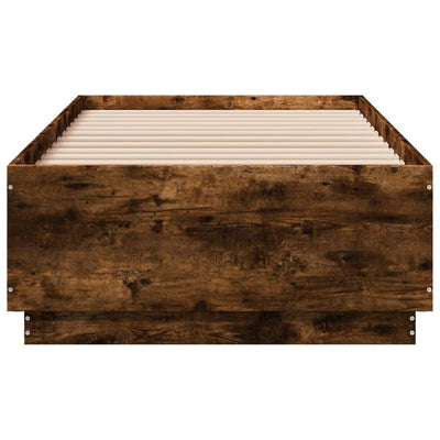 Sängynrunko LED-valoilla savutammi 75x190 cm tekninen puu