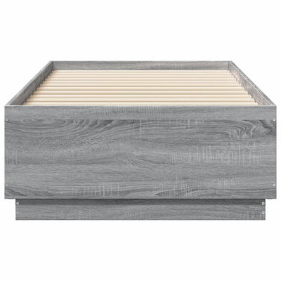 Sängynrunko LED-valoilla harmaa Sonoma 75x190 cm tekninen puu