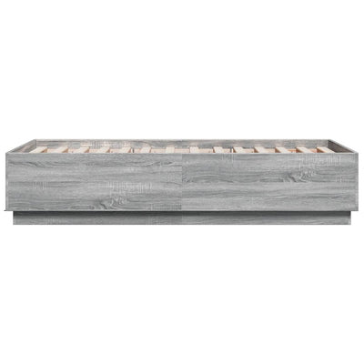 Sängynrunko LED-valoilla harmaa Sonoma 75x190 cm tekninen puu