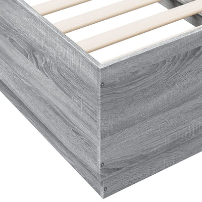 Sängynrunko LED-valoilla harmaa Sonoma 75x190 cm tekninen puu