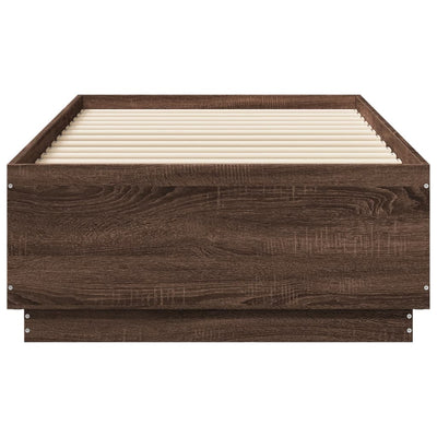 Sängynrunko LED-valoilla ruskea tammi 75x190 cm tekninen puu