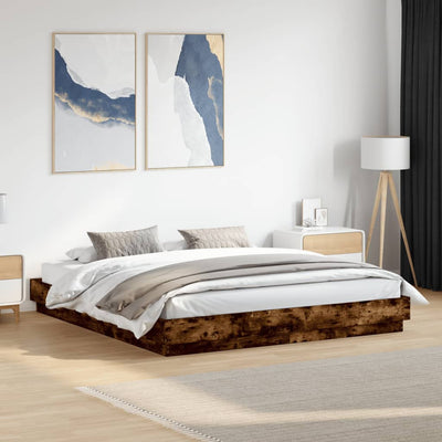 Sängynrunko LED-valoilla savutammi 200x200 cm
