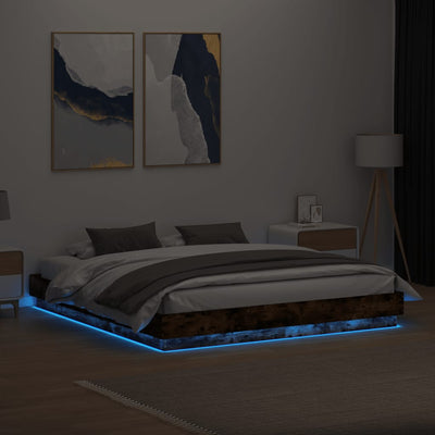 Sängynrunko LED-valoilla savutammi 200x200 cm