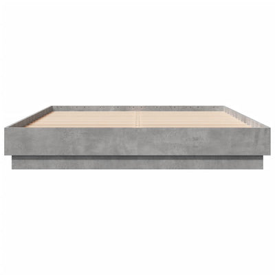 Sängynrunko LED-valoilla betoninharmaa 150x200 cm