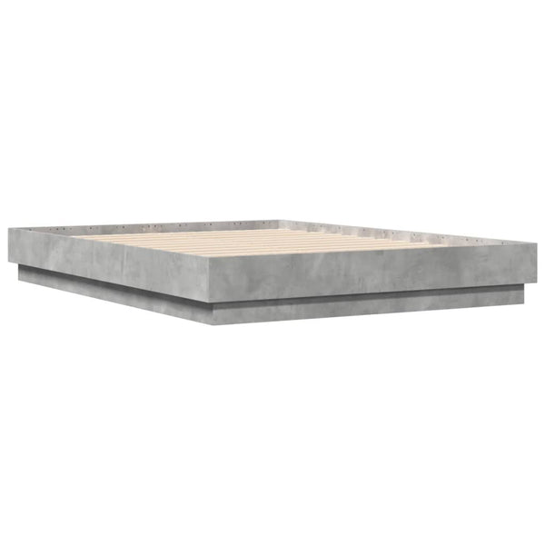 Sängynrunko LED-valoilla betoninharmaa 140x190 cm