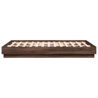 Sängynrunko LED-valoilla ruskea tammi 135x190 cm