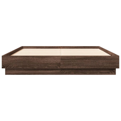 Sängynrunko LED-valoilla ruskea tammi 120x190 cm