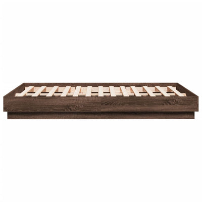 Sängynrunko LED-valoilla ruskea tammi 120x190 cm