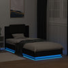 Sängynrunko päädyllä ja LED-valoilla musta 100x200 cm