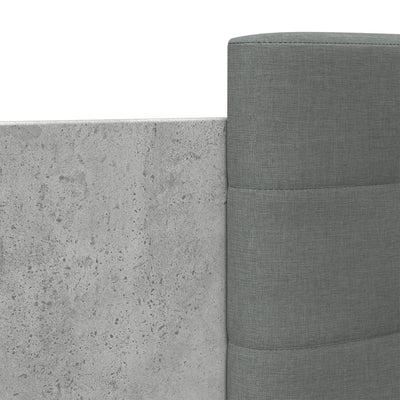 Sängynrunko päädyllä ja LED-valoilla betoninharmaa 100x200 cm