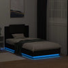 Sängynrunko päädyllä ja LED-valoilla musta 75x190 cm