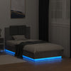 Sängynrunko päädyllä ja LED-valoilla betoninharmaa 75x190 cm