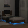 Sängynrunko päädyllä ja LED-valoilla ruskea tammi 75x190 cm