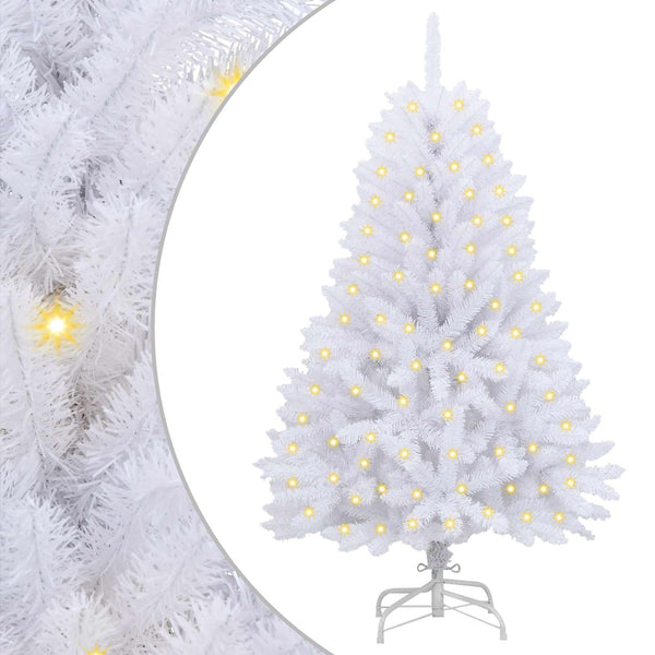 Tekojoulukuusi 150 LED-valoilla Valkoinen 120 cm PVC ja metalli