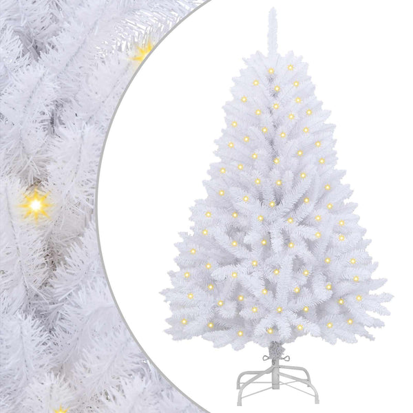 Tekojoulukuusi 150 LED-valoilla Valkoinen 150 cm PVC ja metalli