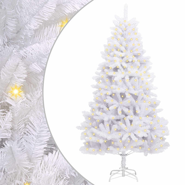 Tekojoulukuusi 300 LED-valoilla Valkoinen 180 cm PVC ja metalli